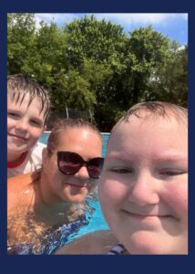 Brycen & Chloe with Mom Swimming